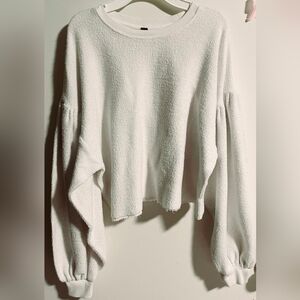 Free People Cream cropped sweatshirt with balloon sleeves in Oversized size S